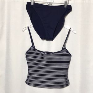 ANNE COLE Bathing Suit - Navy Strip Tankini